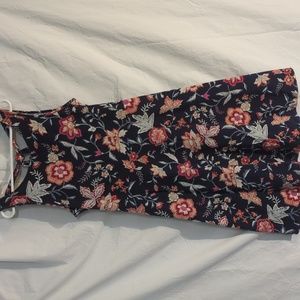 Old Navy | Knit Floral Print Dress Scoop Back Tie Navy Blue | L (10-12)